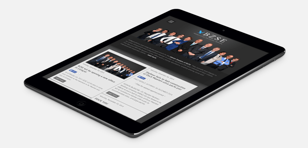 BZSE's Website on a tablet